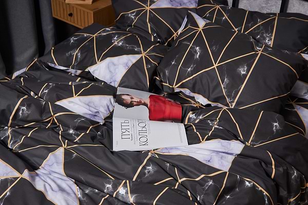 Фото - Комплект постільної білизни Moon&Star Мікросатин Premium Golden Marble 200х220 см нав. 2х50х70 (MS-820009916)