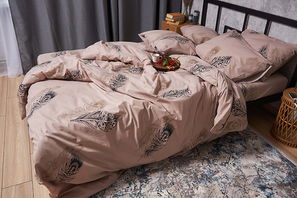 Фото - Комплект постільної білизни Moon&Star Бязь Gold Люкс Feathers King Size 220x240 см нав. 2х50х70 (MS-820004341)