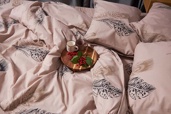 Фото - Комплект постельного белья Moon&Star Бязь Gold Люкс Feathers King Size 220x240 см нав. 4х50х70 (MS-820004343)