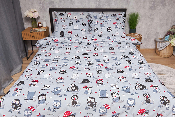 Фото - Комплект постельного белья Moon&Star Бязь Gold Люкс Owls Gray 160х220х2 нав. 2х40х60 (MS-820005490)