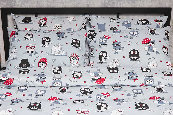 Фото - Комплект постільної білизни Moon&Star Бязь Gold Люкс Owls Gray 160х220 (MS-820005484)