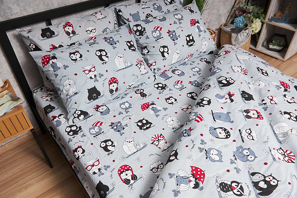 Фото - Комплект постільної білизни Moon&Star Бязь Gold Люкс Owls Gray 160х220 (MS-820005484)