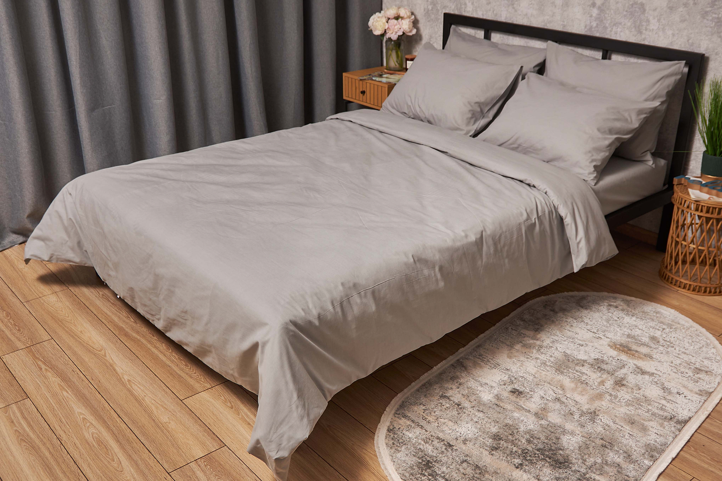 Комплект постельного белья Moon&Star 160х220 наволочки 4х70х70 Gray Бязь Gold Люкс (MS-820001137)