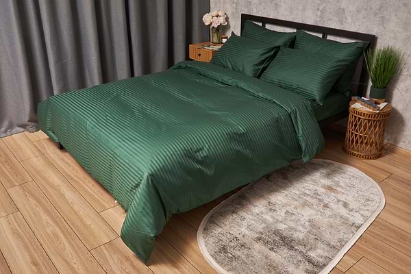 Фото - Комплект постільної білизни Moon&Star Satin Stripe Stripe Verdant143х210х2 нав. 4х70х70 (MS-820005314)