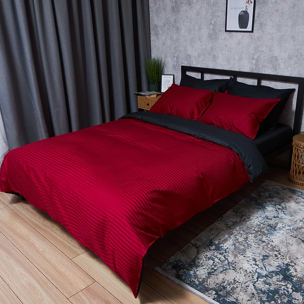 Фото - Комплект постільної білизни Moon&Star Satin Stripe Dark Romance 160х220 см нав. 4х70х70 (MS-820008564)