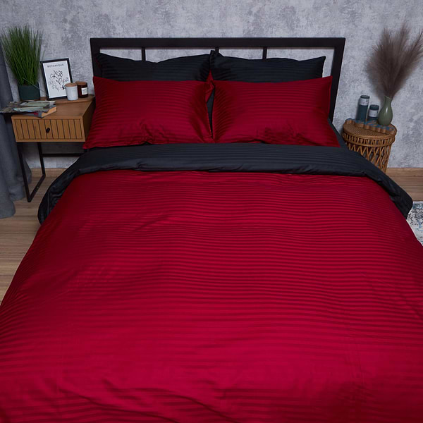 Фото - Комплект постельного белья Moon&Star Satin Stripe Dark Romance 200х220 см нав. 4х50х70 (MS-820008553)