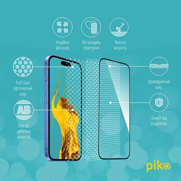Фото - Захисне скло для смартфону Piko Full Glue for Apple iPhone 16 Plus Black (1283126593390)