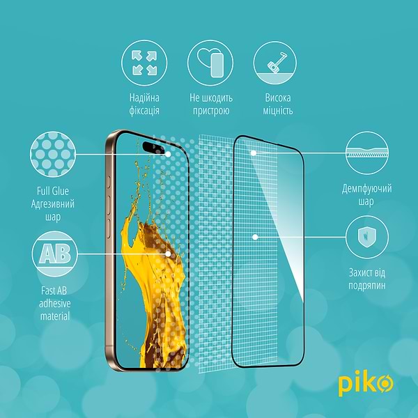 Фото - Захисне скло для смартфону Piko Full Glue for Apple iPhone 16 Pro Black (1283126593406)