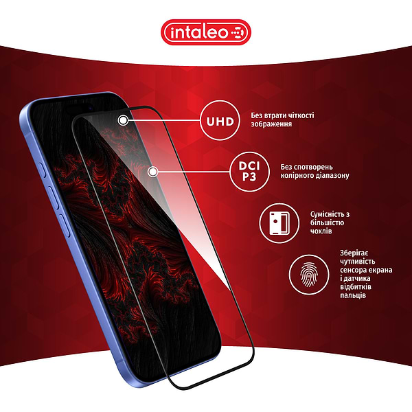 Фото - Захисне скло для смартфону Intaleo Full Glue for Apple iPhone 16 Plus Black (1283126593796)