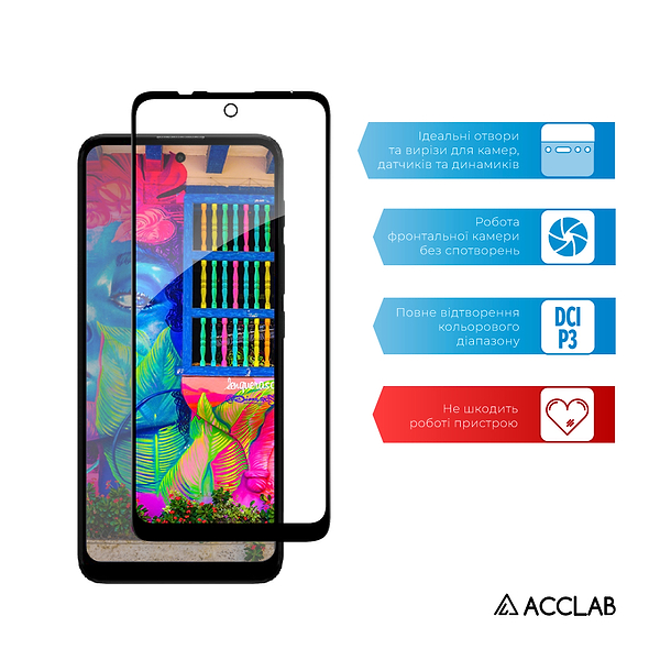 Фото - Захисне скло для смартфону ACCLAB Full Glue for Moto E30/E40 
Black (1283126545788)