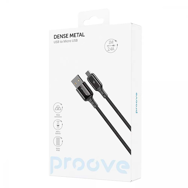 Фото - Кабель Proove Dense Metal Micro USB 2.4A 1m Black (504970001)