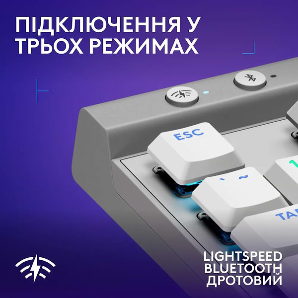 Фото - Клавіатура бездротова ігрова Logitech G515 Lightspeed TKL White (920-012539)