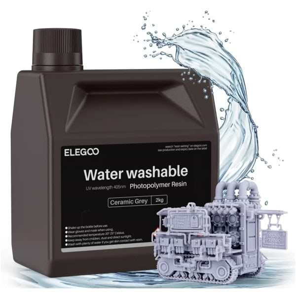 Гумовий фотополімер Elegoo Water Washable Resin 2кг сіра (50.103.0127) - Фото 1