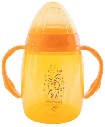 Поїльник-непроливайка дитячий Baby Team з силіконовим спаутом і ручками, 250 мл (5004)