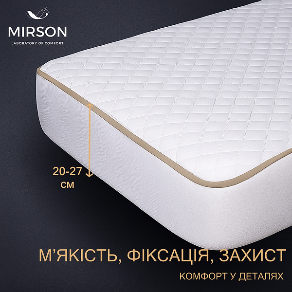 Фото - Наматрацник MirSon №5008 Exclusive Line Сotton Waterproof з гумкою по периметру 150x200 см (2200005334577)