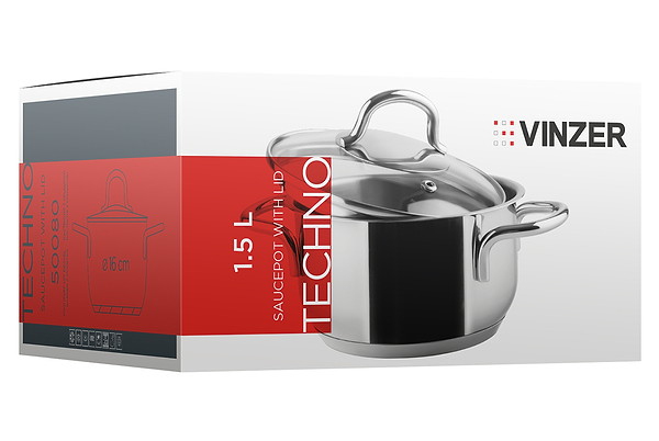 Фото - Кастрюля Vinzer Techno 16х8 см 1.5 л (50080)