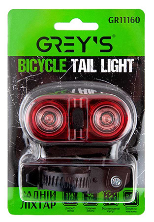 Фонарь велосипедный Grey's 2хLEDs 1W 3 режима (GR11160)
