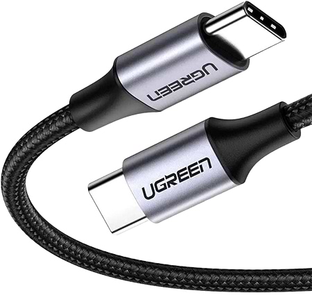 Кабель синхронізації даних UGREEN US261 USB Type-C to USB Type-C 60W Round 0.5m Black/Gray (50149) - Фото 1