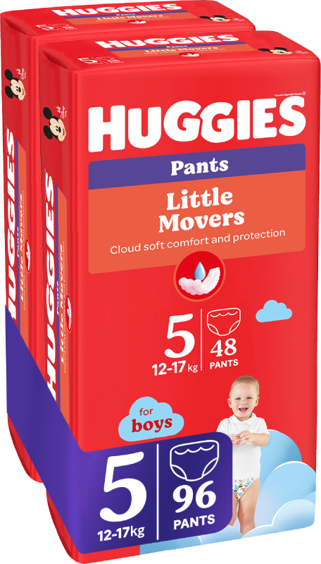 Фото - Одноразовые подгузники-трусики Huggies Little Movers Размер 5 (12-17 кг) для мальчиков, 96 шт. (5029054568163)