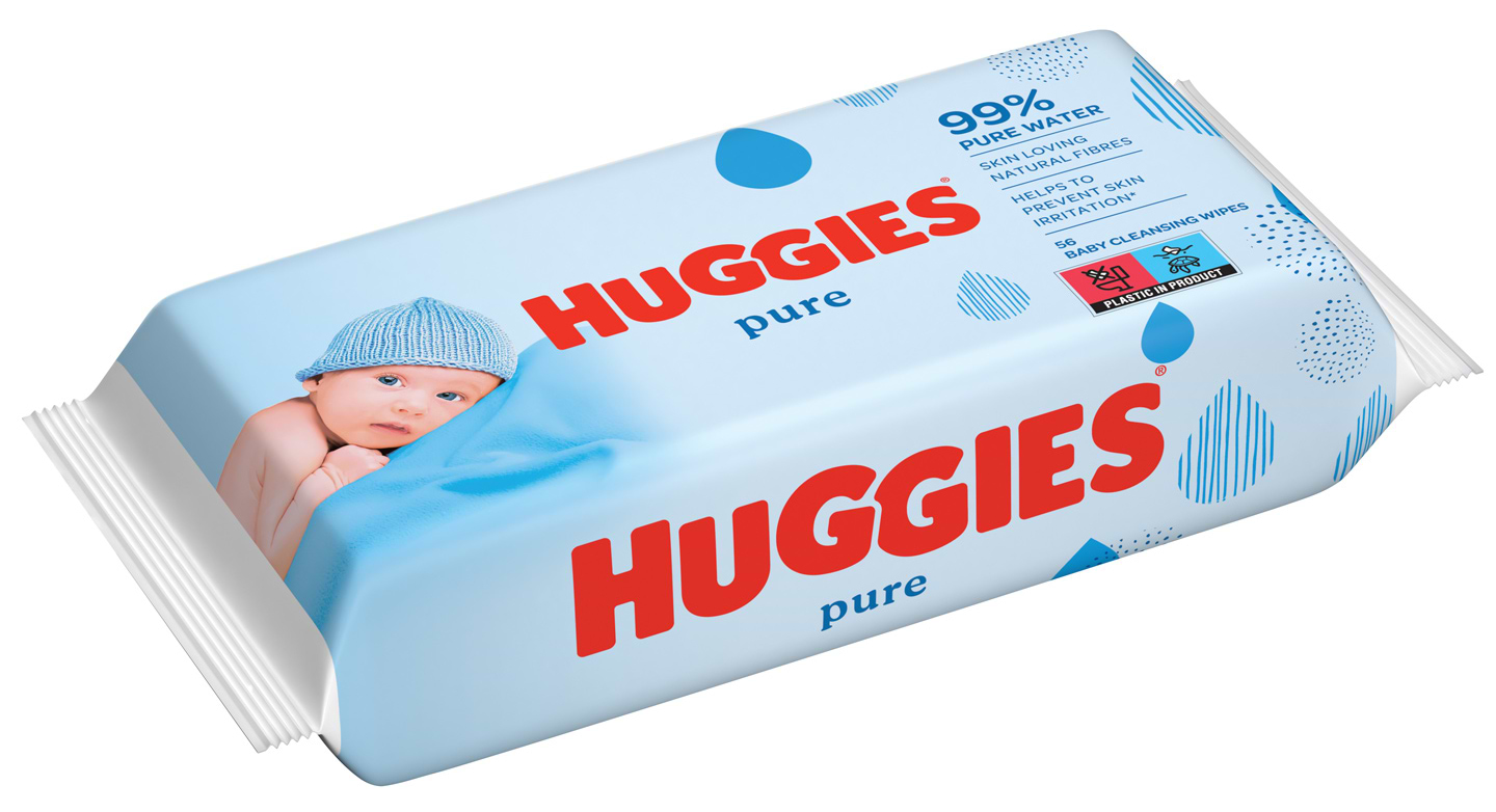 Вологі серветки для немовлят Huggies Pure 56 шт. (5029053550039) - Фото 1
