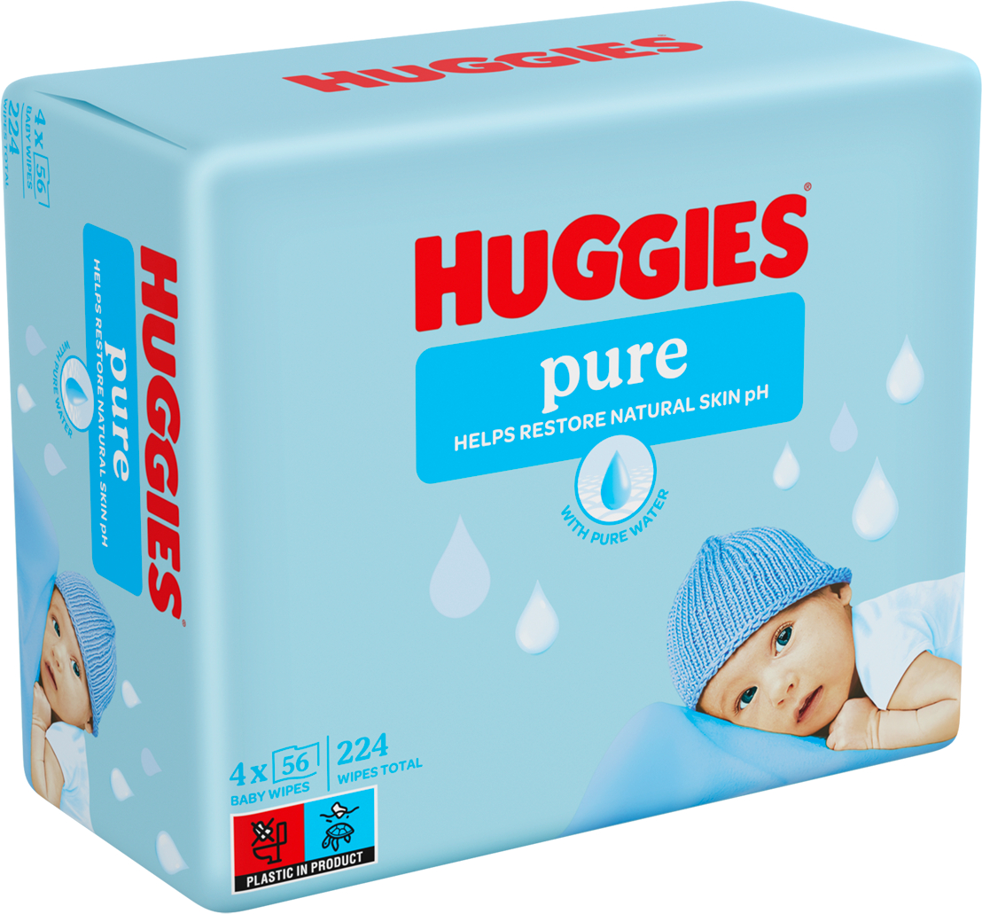 Серветки вологі для дітей Huggies Pure, 56х4 - Фото 1