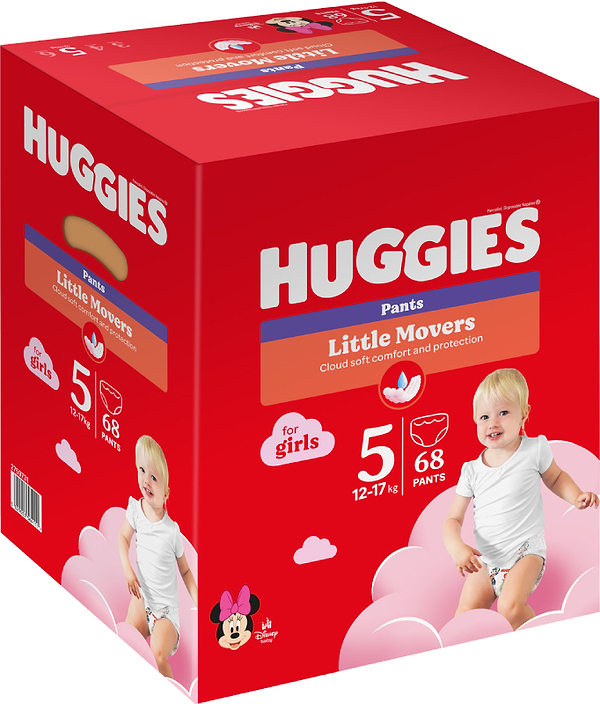 Фото - Одноразовые подгузники-трусики Huggies Little Movers Размер 5 (12-17 кг) для девочек, 68 шт.(2*34 шт.) (5029053564111)