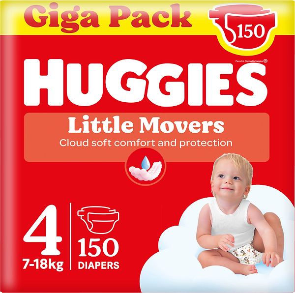Фото - Одноразові підгузки Huggies Little Movers Розмір 4 (7-18 кг), 150 шт. (5029053583402)