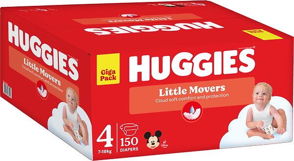 Фото - Одноразові підгузки Huggies Little Movers Розмір 4 (7-18 кг), 150 шт. (5029053583402)