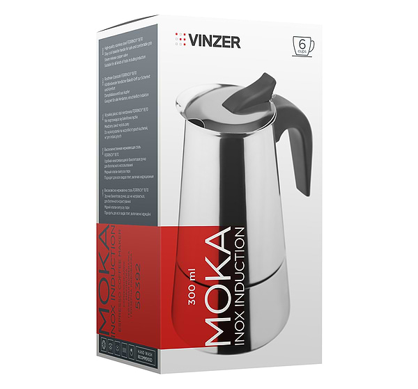 Фото - Кавоварка гейзерна Vinzer Moka Inox Induction (50392)