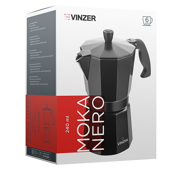 Фото - Кавоварка гейзерна Vinzer Moka Nero (50395)
