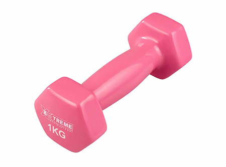 Фото - Гантель для фітнесу X-Treme вінілові цільні 1 кг Рожева (XTDBH-1P)