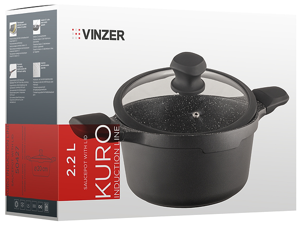 Фото - Кастрюля Vinzer Kuro Induction Line 20 cм 2.2 л (50427)