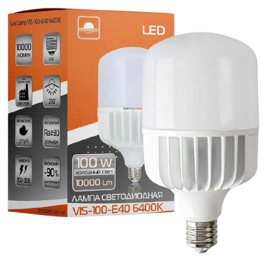 Світлодіодна лампочка Євросвітло 100Вт 6400К VIS-100-E40 (000040894)