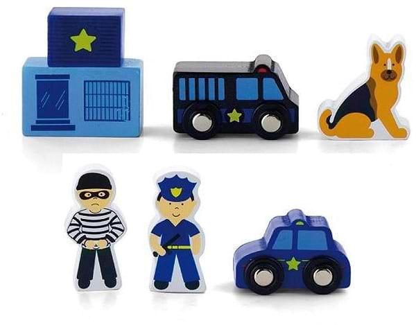 Фото - Набір ігрових фігурок DEL Viga Toys до ж/д Поліцейський ділянку (50814)
