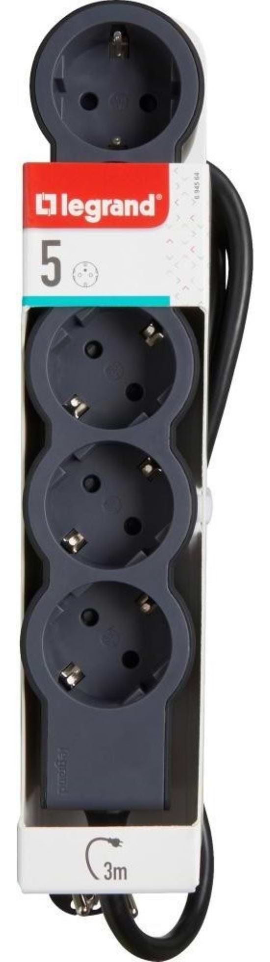 Удлинитель 220В Legrand Cтандарт 5хSchuko 3 м Black (694564)