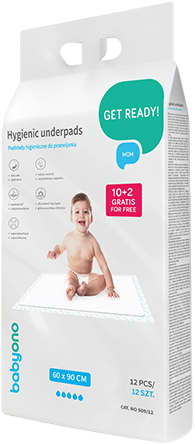 Одноразова пелюшка BabyOno 60x90 см 10 шт. + 2 безкоштовно (509/12)