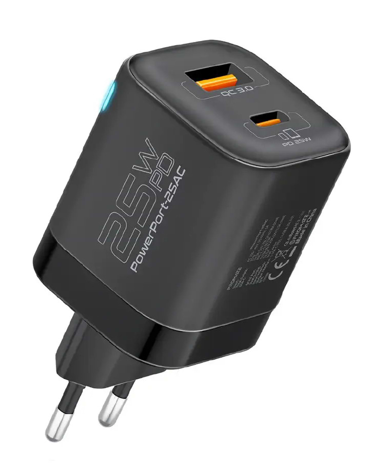 Мережевий зарядний пристрій Promate powerport-25ac.black - Фото 1
