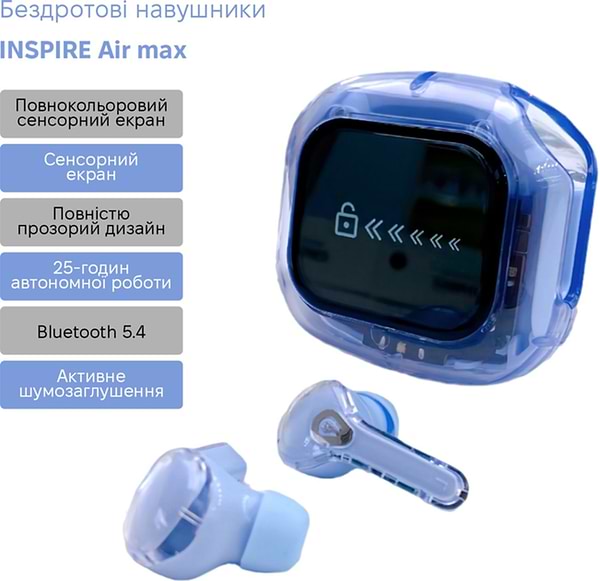 Фото - Навушники вкладиші бездротові TWS INSPIRE Air max blue