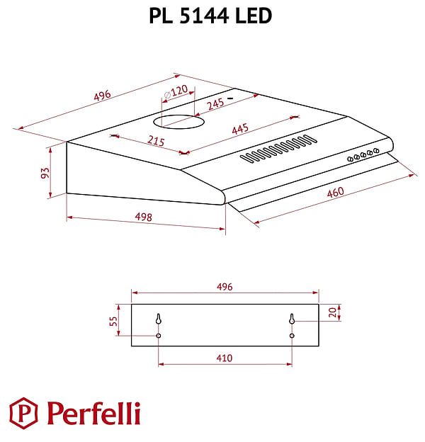 Фото - Вытяжка традиционная Perfelli PL 5144 BL LED
