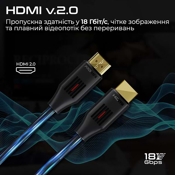 Фото - Кабель HDMI Promate v.2.0 (prolink4k60-10m)
