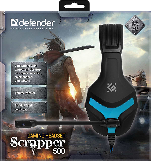 Фото - Гарнітура дротова ігрова Defender Scrapper 500 Blue/Black (64501)