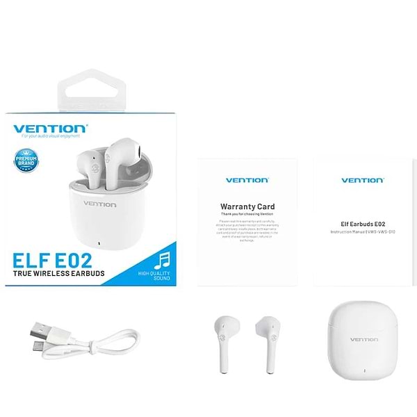 Фото - Наушники вкладыши беспроводные TWS Vention Elf Earbuds E02 White (NBGW0)