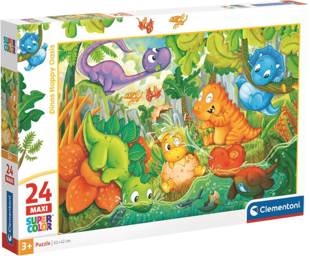 Пазлы (3-4 года) Clementoni Dinos Happy Oasis серия MAXI 24 эл. (28524) - Фото 1