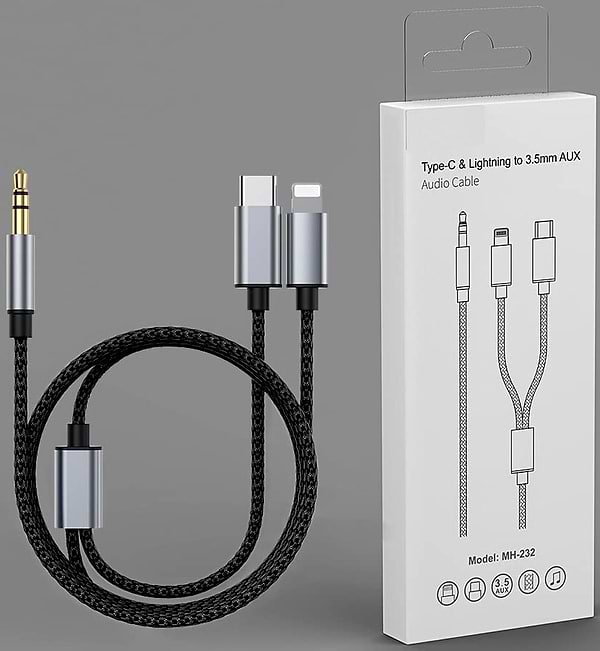 Фото - Кабель синхронизации данных XOKO MH-232  AUX 3.5 мм -USB Type C - Lightning (XK-MH-232)