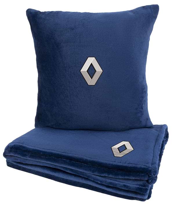 Фото - Набір плед + подушка в авто EVAtech із махри S для Renault сині (MBLMPSSLV025)