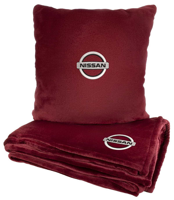 Фото - Набор плед + подушка в авто EVAtech из махры S для Nissan красные (MBLMPSSRV021)