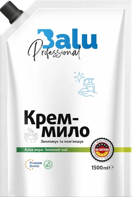 Рідке мило для рук BALU Алое вера - Зелений чай, 1500 мл - Фото 1