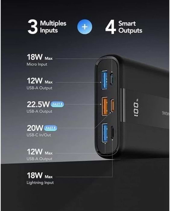 Фото - Батарея мобильная Vrurc T2055 20000mAh 22.5W (D9A-SL-2055BLACK-DE) Black