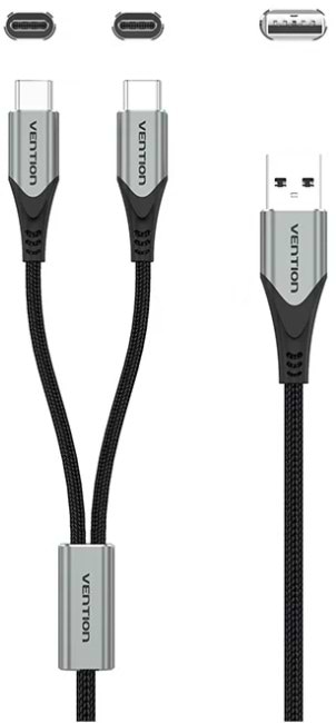 Кабель синхронізації даних Vention USB 2.0 AM - 2хType-C M, 1.0 м (CQOHF)