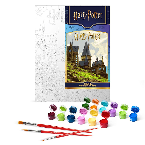 Фото - Картина за номерами Ideyka Harry Potter: Пейзаж Хогвартсу з фарбами металік 40х50 см (KHO5232)